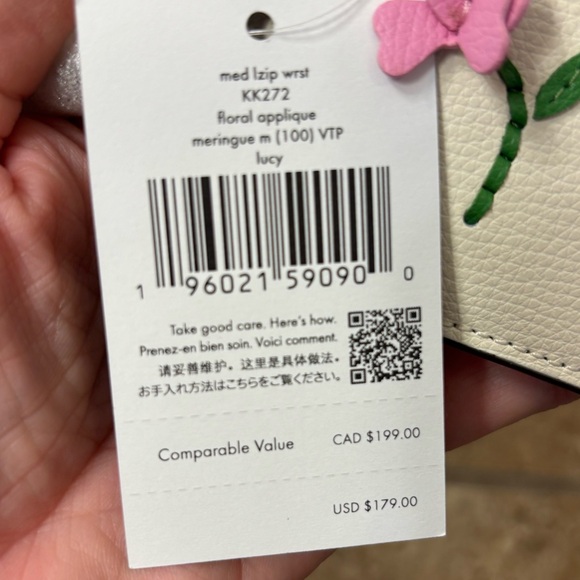 NWT KATE SPADE Medium Floral Appliqué Meringue Wristlet - Picture 5 of 7